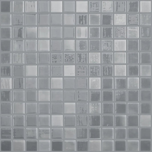 Modern 1X1 Squares 093418M Gray Glossy Glass - 418 Mosaic Tile