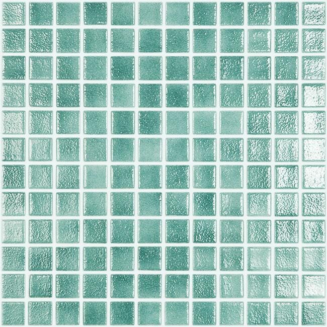 Modern 1X1 093516M Fog Dark Caribbean Green Glossy Glass - 516 Mosaic Tile - B2C TILE OUTLET