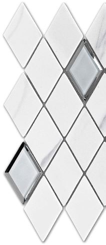 Modern 2X4 White Diamond Glossy Recycled Glass Mosaic Tile B2C-LAMOWH1212MDI