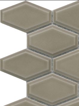 Classic 4" Gray Brown Subway Hexagon Glossy Porcelain Mosaic Tile B2C-REWATA1011MHW - B2C TILE OUTLET