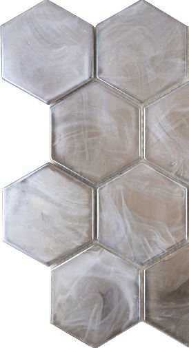 Modern 3" Tan Hexagon Glossy Glass Mosaic Tile B2C-SPLATN1113MH3