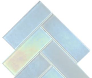 Modern 2X4 Aqua Blue Herringbone Iridescent Glass Mosaic Tile B2C-IRISAU1011MO