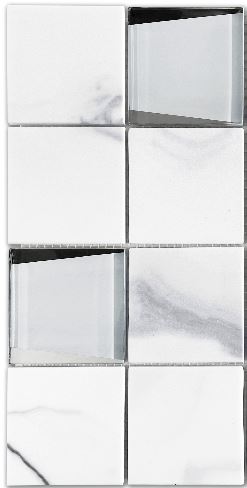 Modern 3X3 White Sqaures Glossy Recycled Glass Mosaic Tile B2C-LAMOWH1212MO3