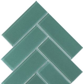 Modern 2X4 Green Herringbone Iridescent Glass Mosaic Tile B2C-IRISSP1011MO - B2C TILE OUTLET