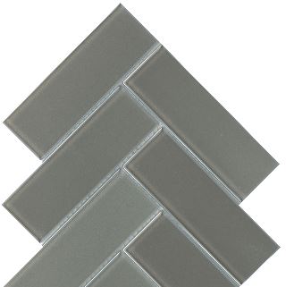 Modern 2X4 Dark Gray Herringbone Iridescent Glass Mosaic Tile B2C-IRISHU1011MO - B2C TILE OUTLET