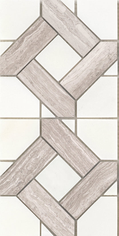 Modern 12X12 Cream Cross Pattern Polished Marble Mosaic Tile B2C-ALLUCR1212MMA - B2C TILE OUTLET