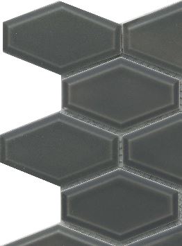 Classic 4" Gray Subway Hexagon Glossy Porcelain Mosaic Tile B2C-REWAGR1011MHW - B2C TILE OUTLET