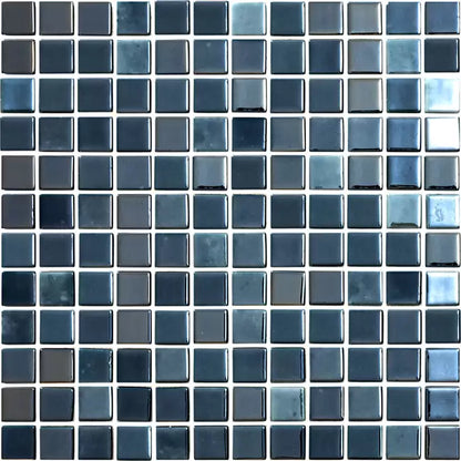 Modern 1X1 Squares 093358M LUX Black Irisdecent Glossy Glass- 358 Mosaic Tile
