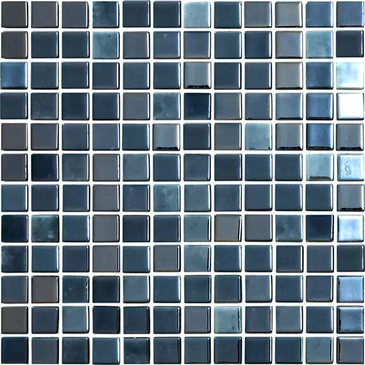 Modern 1X1 Squares 093358M LUX Black Irisdecent Glossy Glass- 358 Mosaic Tile
