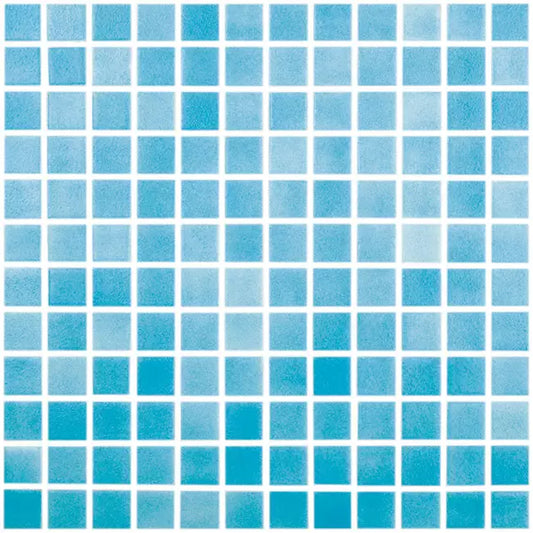 Modern 1X1 Squares 093501M Fog Turquoise Blue Glossy Glass -  501 Mosaic Tile