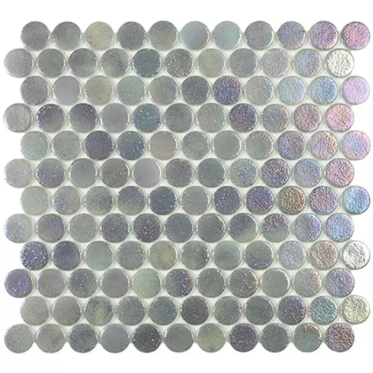 Modern C25 SHELL PLATINUM 558 CIRCLE Glossy Glass - Mosaic Tile