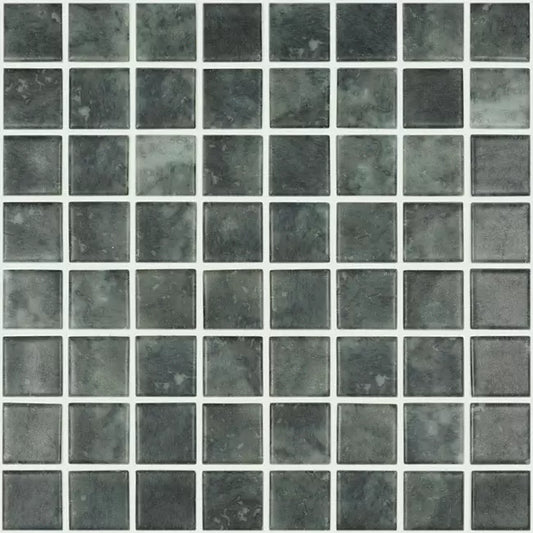 Modern 1.5X1.5 5703 JNG M 1.5" Green Black Glass Matte - Mosaic Tile
