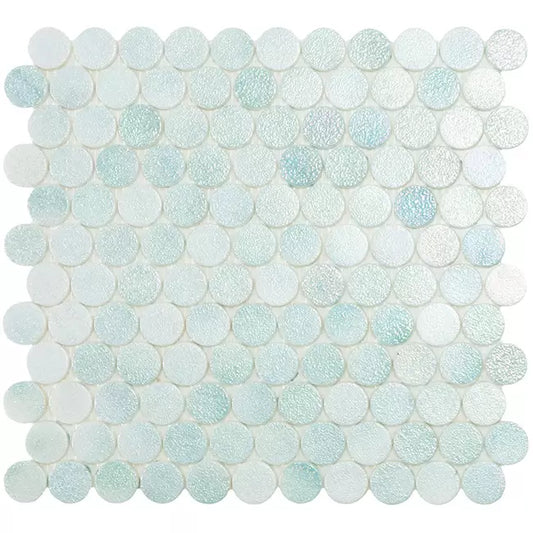 Modern C25 573 CRYSTAL MINT CIRCLE Glossy Glass - Mosaic Tile