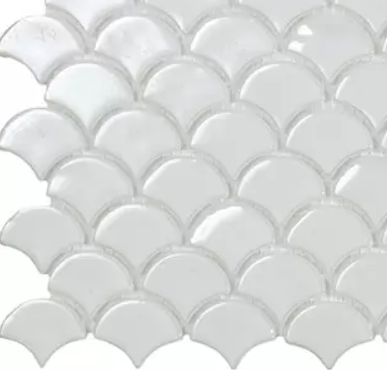 Modern 32mmx29mm Fans Soul 6000 Bright White Glossy Glass Mosaic Tile