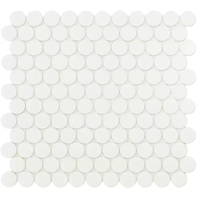 Modern C25 6106 MATT WHITE CIRCLE Glossy Glass - Mosaic Tile