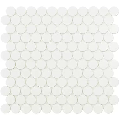 Modern C25 6106 MATT WHITE CIRCLE Glossy Glass - Mosaic Tile