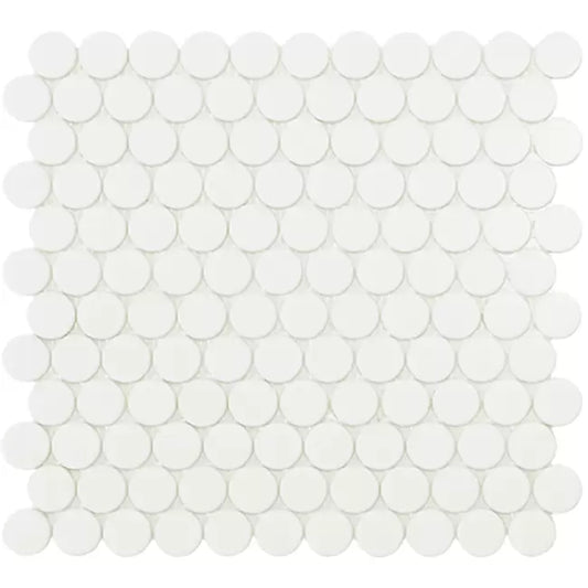 Modern C25 6106 MATT WHITE CIRCLE Glossy Glass - Mosaic Tile