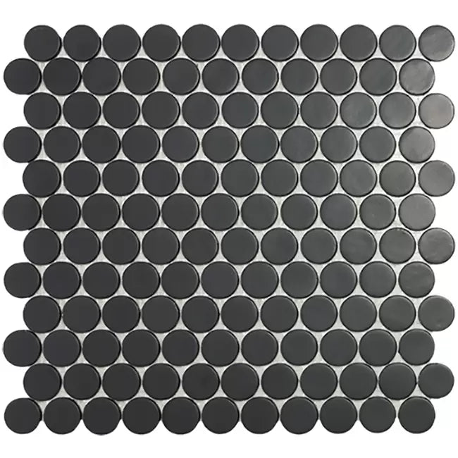 Modern C25 6108 MATT BLACK CIRCLE Glossy Glass - Mosaic Tile