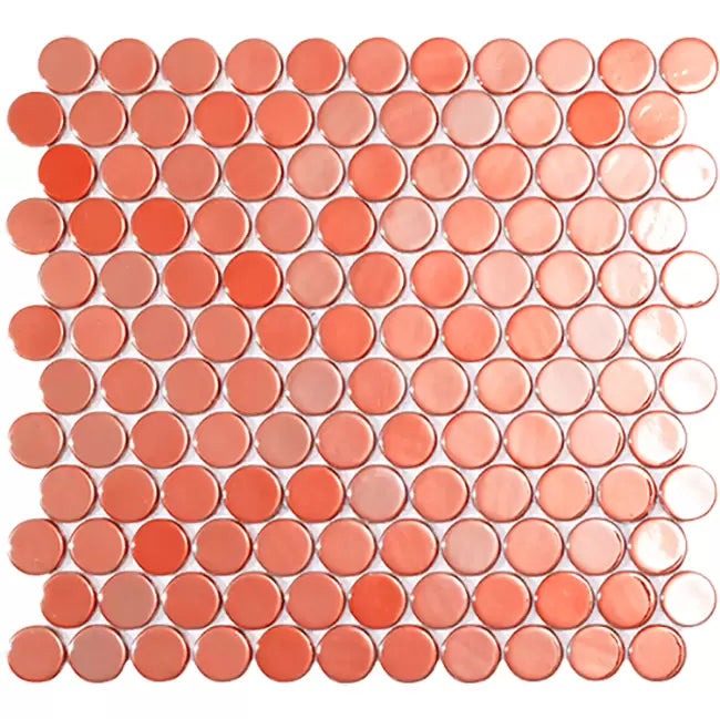 Modern C25 6002 LIVE CORAL CIRCLE Glossy Glass - Mosaic Tile