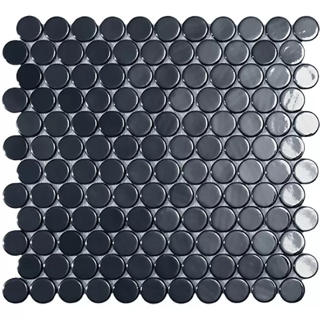 Modern C25 6005 BR BLACK CIRCLE Glossy Glass - Mosaic Tile