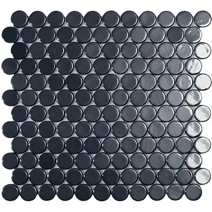 Modern C25 6005 BR BLACK CIRCLE Glossy Glass - Mosaic Tile