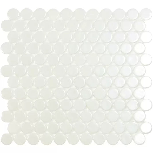 Modern C25 6000 BR WHITE CIRCLE Glossy Glass - Mosaic Tile