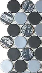 Modern C25 AQUA BLACK BLEND CIRCLE Glossy Glass - Mosaic Tile