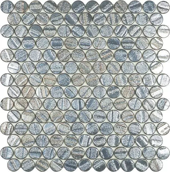 Modern C25 AQUA GREY CIRCLE Glossy Glass - Mosaic Tile