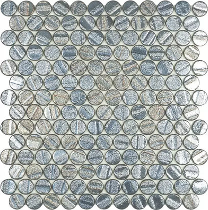 Modern C25 AQUA GREY CIRCLE Glossy Glass - Mosaic Tile