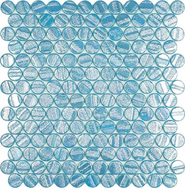 Modern C25 AQUA LIGHT BLUE CIRCLE Glossy Glass - Mosaic Tile