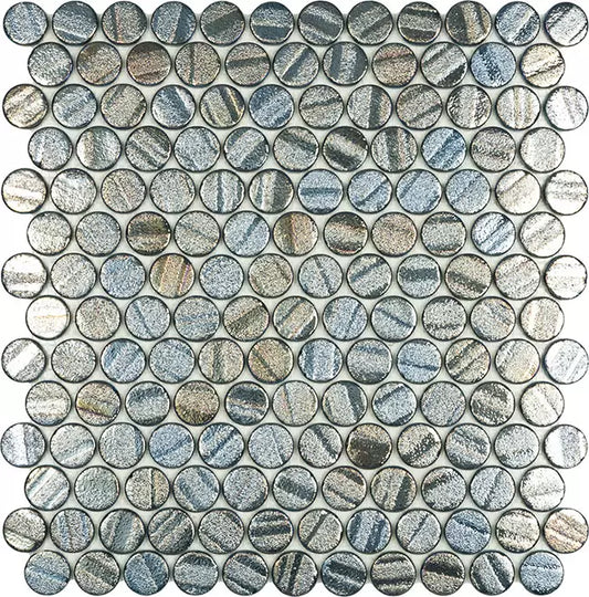 Modern C25 AQUA OCEAN CIRCLE Glossy Glass - Mosaic Tile