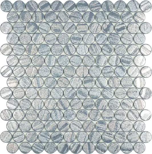 Modern C25 AQUA SILVER CIRCLE Glossy Glass - Mosaic Tile