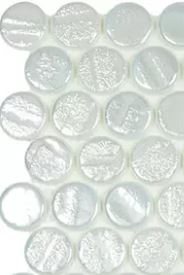 Modern C25 AQUA WHITE CIRCLE Glossy Glass - Mosaic Tile