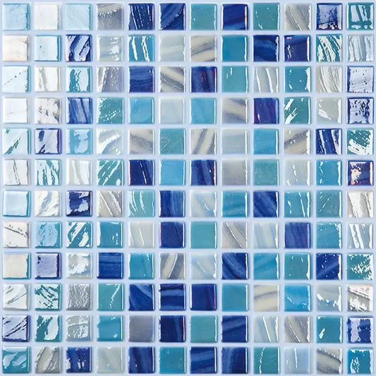 Modern 1X1 CLOUD MIX Glossy Glass TITANIUM - Mosaic Tile