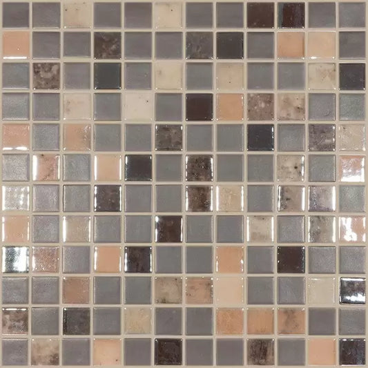 Modern 1X1 COCOA MIX Glossy Glass - Mosaic Tile