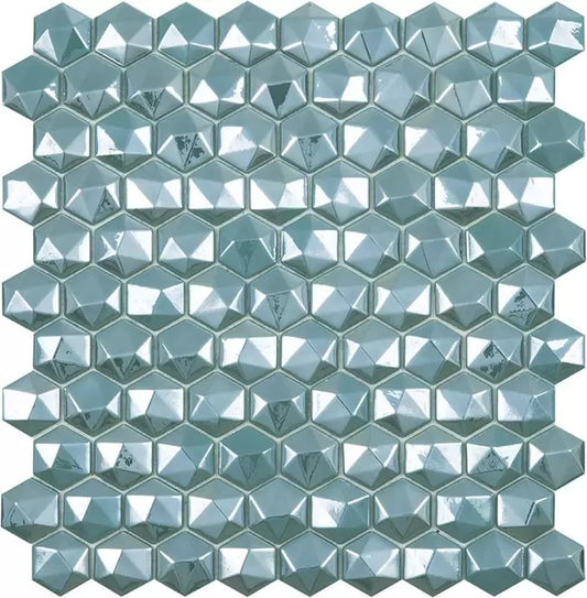 Modern H35 H35370MD DIAMOND TURQUESA 370/D Glossy Glass - Mosaic Tile