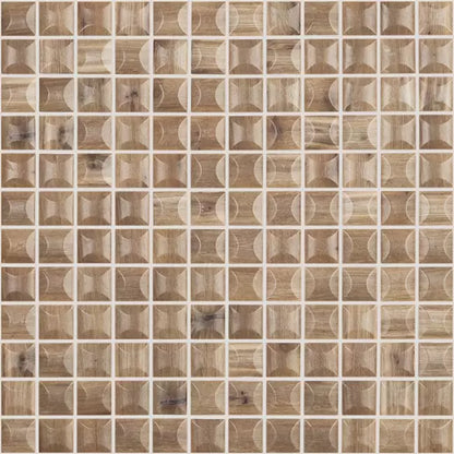 Modern 1X1 EDNA WOOD CEREZO MT Matte Glass - Mosaic Tile