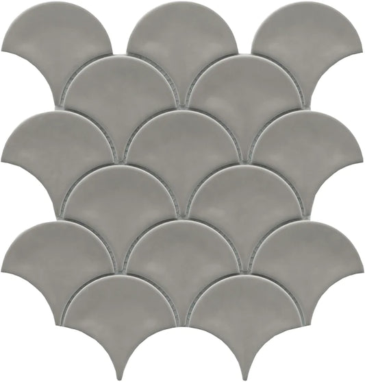 Classic 3X4 White Fan/Fish Scale Glossy Porcelain Mosaic Tile B2C-REWADO1011MFN