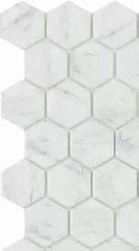 Modern H35 CAR GRY BR Carrara Grey Brillo Hexagon Glossy Glass - Mosaic Tile