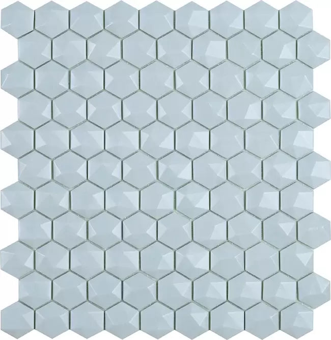 Modern H35925MD MATT LIGHT BLUE 925 HEX 3D Glass - Mosaic Tile