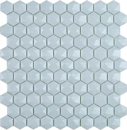 Modern H35925MD MATT LIGHT BLUE 925 HEX 3D Glass - Mosaic Tile