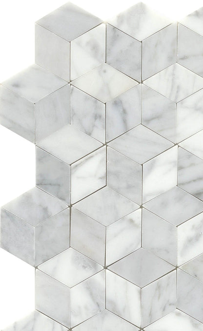 Modern White Gray Groutless Herringbone Marble Mosaic Tile B2C-LINKWH1218MHB - B2C TILE OUTLET