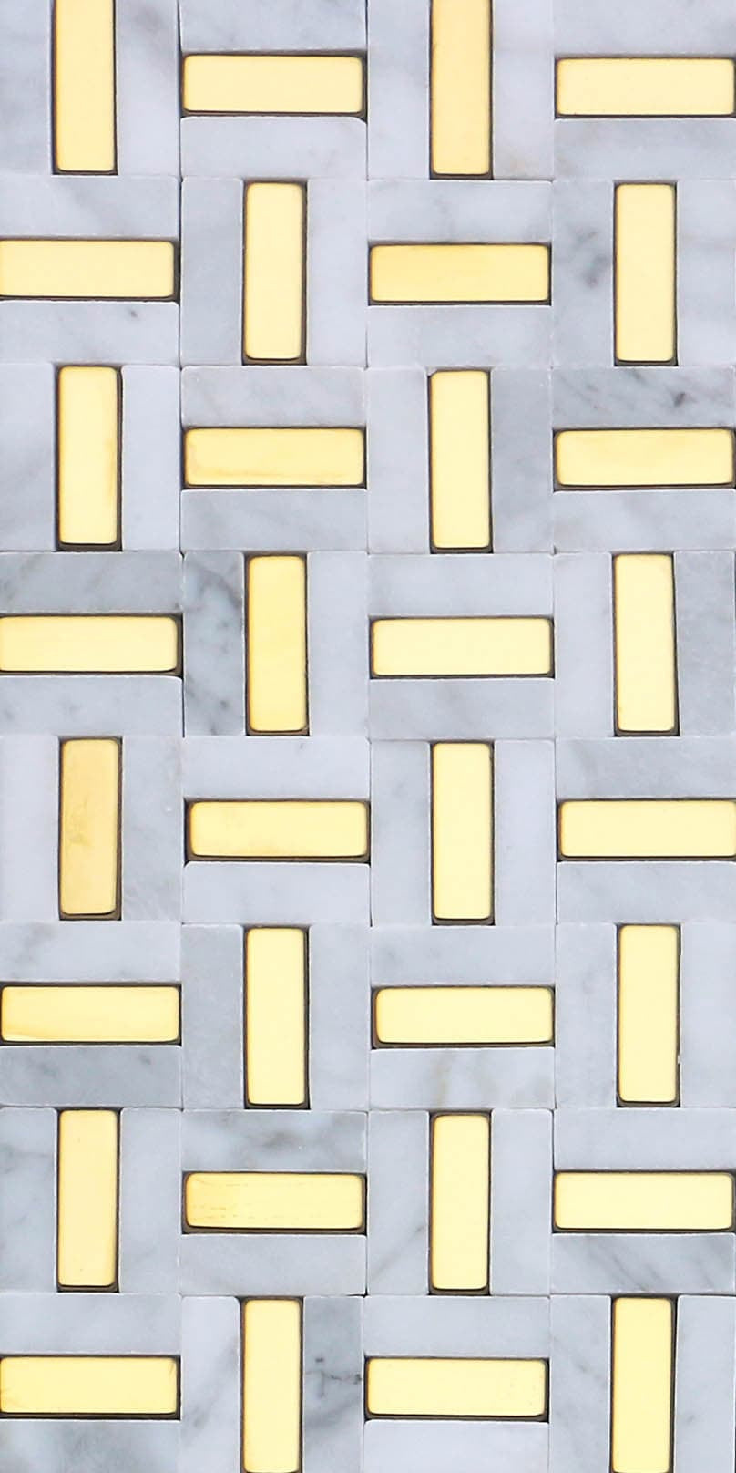 Modern Gray Yellow Gold Groutless Linear Marble Mosaic Tile B2C-LINKWHGO1217MPAV2 - B2C TILE OUTLET