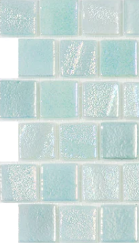 Modern 1X1 Squares Fusion Light Green Staggered Aqua Light Green Glossy Glass - Mosaic Tile