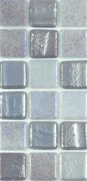 Modern 1X1 Squares FUSION SILVER Aqua Silver Glossy Glass - Mosaic Tile