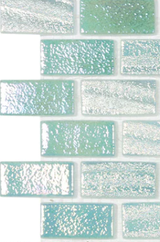 Modern 1X2 Squares FUSION LTGR 1X2 Staggered Aqua Light Green Glossy Glass - Mosaic Tile