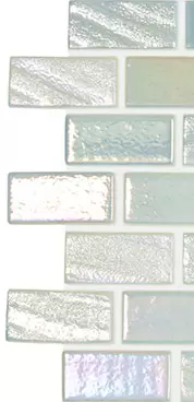 Modern 1X2 Squares FUSION PERL 1X2 Staggered Aqua White Glossy Glass - Mosaic Tile