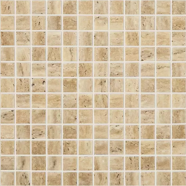 Modern 1X1 TRAVERTINO BEIGE MT Matte Glass - Mosaic Tile