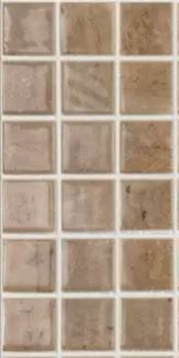 Modern 1X1 TRAVERTINO NOCE BR Glossy Glass - Mosaic Tile