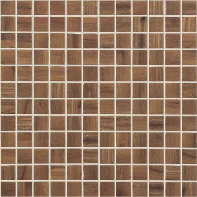 Modern 1X1 WOOD NOGAL MT Matte Glass - Mosaic Tile